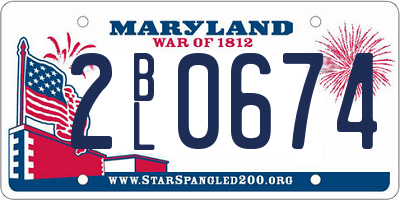 MD license plate 2BL0674