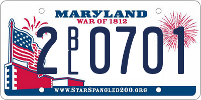 MD license plate 2BL0701