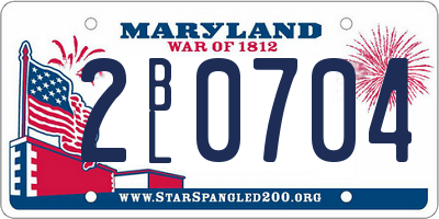MD license plate 2BL0704