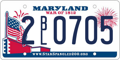 MD license plate 2BL0705