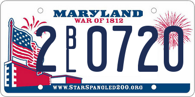 MD license plate 2BL0720