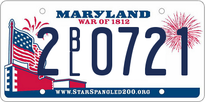 MD license plate 2BL0721