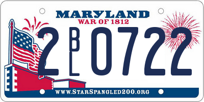 MD license plate 2BL0722