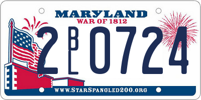 MD license plate 2BL0724