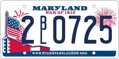 MD license plate 2BL0725