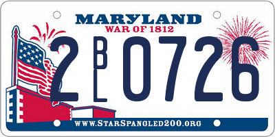 MD license plate 2BL0726