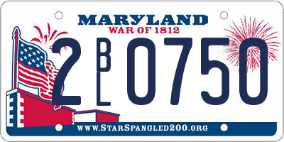 MD license plate 2BL0750