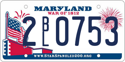 MD license plate 2BL0753