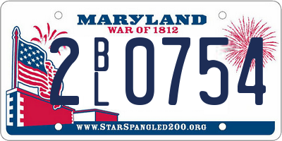 MD license plate 2BL0754