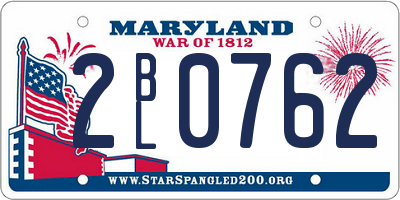 MD license plate 2BL0762