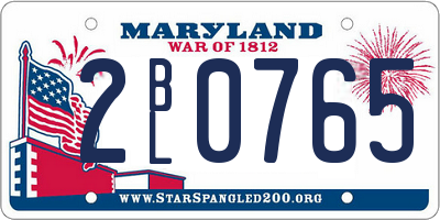 MD license plate 2BL0765