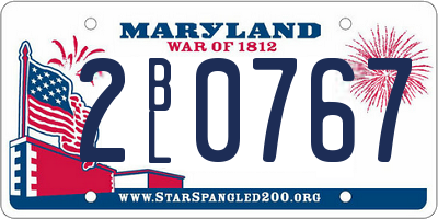 MD license plate 2BL0767