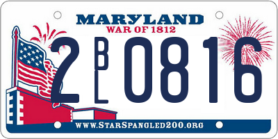 MD license plate 2BL0816