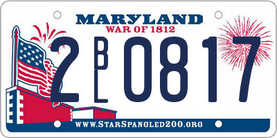 MD license plate 2BL0817