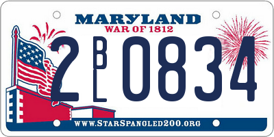MD license plate 2BL0834