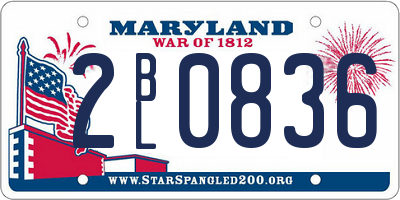 MD license plate 2BL0836