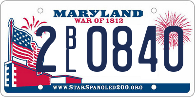 MD license plate 2BL0840