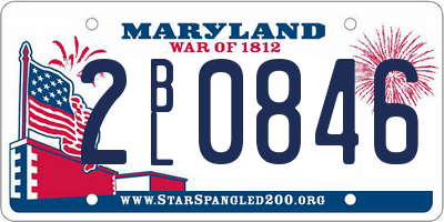 MD license plate 2BL0846