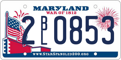 MD license plate 2BL0853