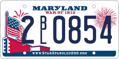 MD license plate 2BL0854