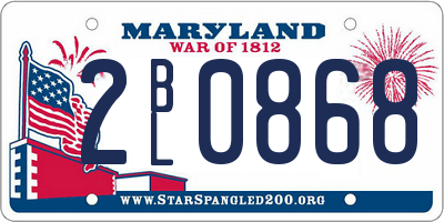 MD license plate 2BL0868