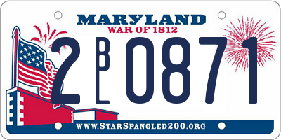 MD license plate 2BL0871