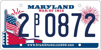 MD license plate 2BL0872