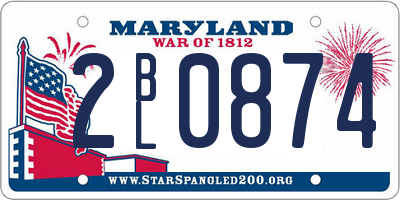 MD license plate 2BL0874