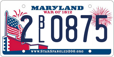 MD license plate 2BL0875
