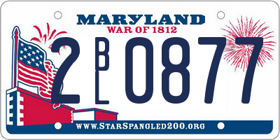 MD license plate 2BL0877