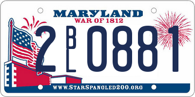 MD license plate 2BL0881