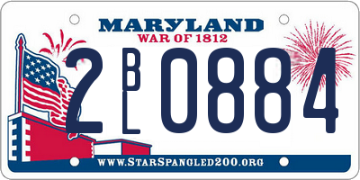 MD license plate 2BL0884