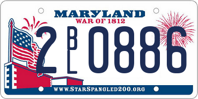 MD license plate 2BL0886