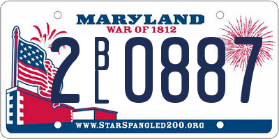 MD license plate 2BL0887