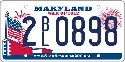 MD license plate 2BL0898