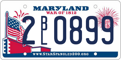 MD license plate 2BL0899