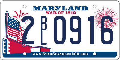 MD license plate 2BL0916