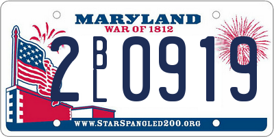 MD license plate 2BL0919
