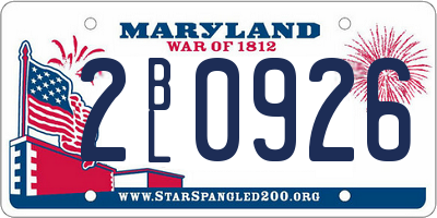 MD license plate 2BL0926