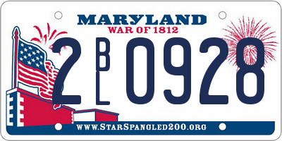 MD license plate 2BL0928