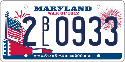 MD license plate 2BL0933