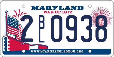 MD license plate 2BL0938