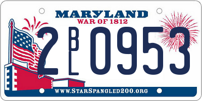 MD license plate 2BL0953
