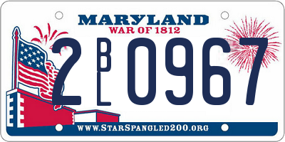 MD license plate 2BL0967