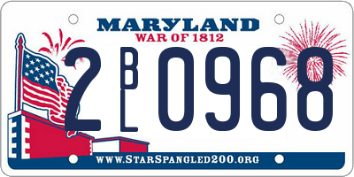 MD license plate 2BL0968