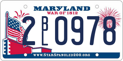 MD license plate 2BL0978