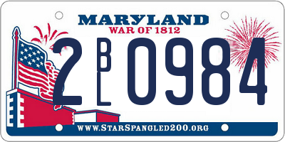MD license plate 2BL0984
