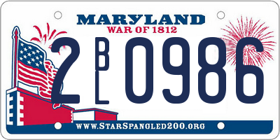 MD license plate 2BL0986
