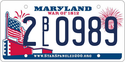MD license plate 2BL0989