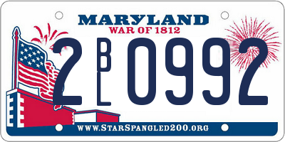 MD license plate 2BL0992